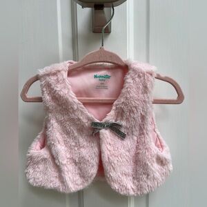 NWOT Nannette Baby 18M Light Pink Faux Faur Cropped Formal Vest Jacket